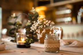 Small Jars With Hessian Wrap